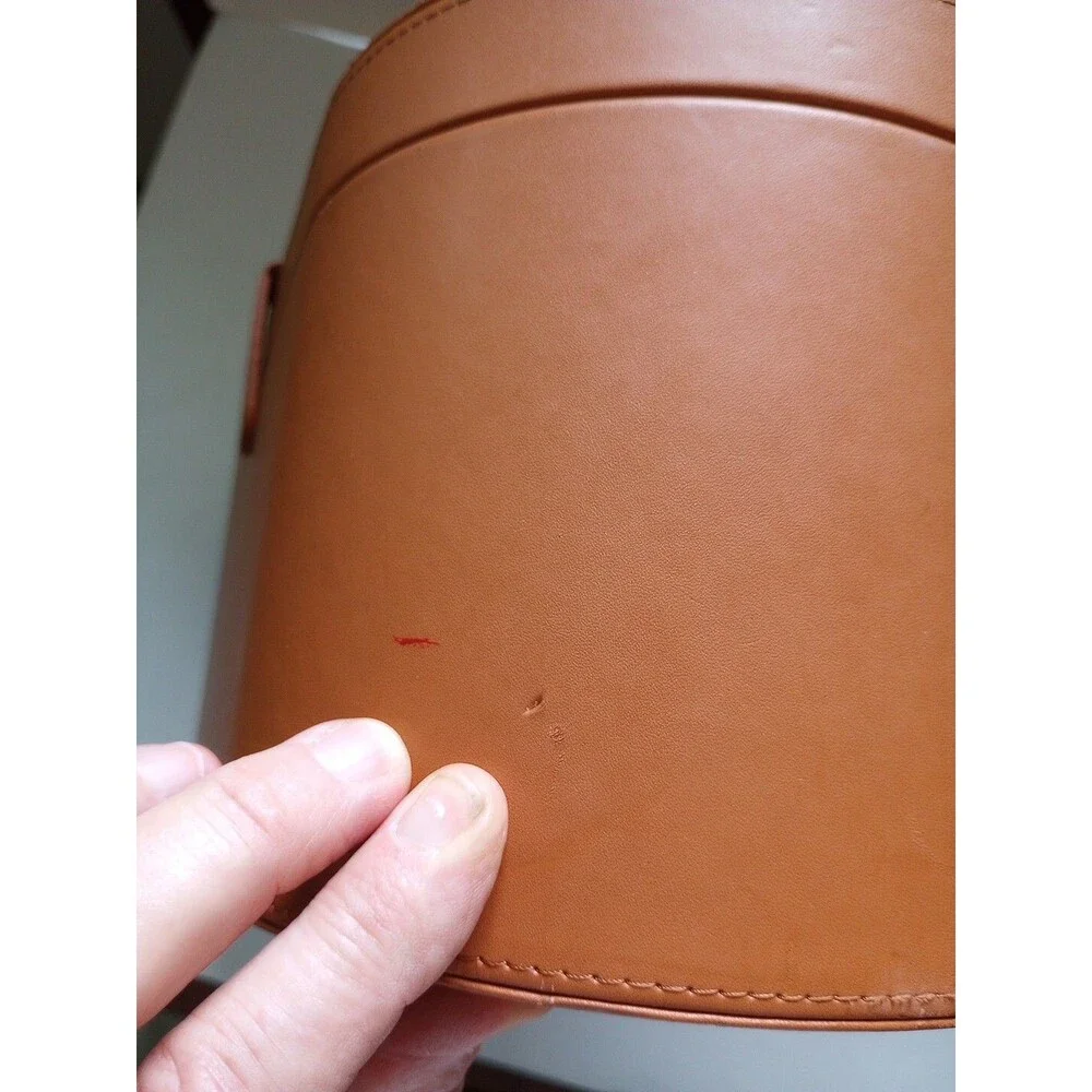 DYSON Airwrap Styler Leather Large Storage Hard Box Tan Brown CASE ONLY
